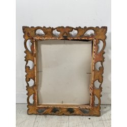 ANTICA PICCOLA SPECCHIERA CORNICE DORATA BAROCCA epoca 1800 LEGNO SCOLPITO 35X42