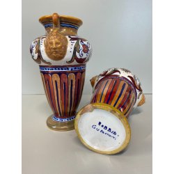 ANTICA COPPIA VASO BIANSATO Gualdo Tadino CERAMICA LUSTRO MASCHERONI XX sec.