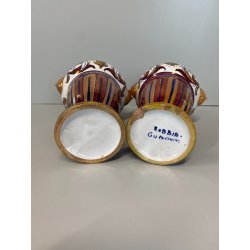 ANTICA COPPIA VASO BIANSATO Gualdo Tadino CERAMICA LUSTRO MASCHERONI XX sec.