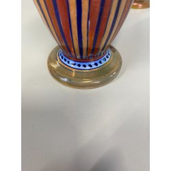 ANTICA COPPIA VASO BIANSATO Gualdo Tadino CERAMICA LUSTRO MASCHERONI XX sec.