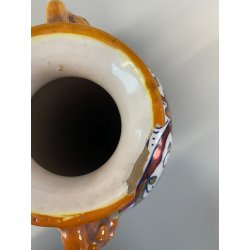 ANTICA COPPIA VASO BIANSATO Gualdo Tadino CERAMICA LUSTRO MASCHERONI XX sec.