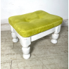 ANTICO POUF LEGNO NOCE BIANCO EPOCA '800 STOFFA VERDE SGABELLO POLTRONA SEDIA
