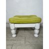 ANTICO POUF LEGNO NOCE BIANCO EPOCA '800 STOFFA VERDE SGABELLO POLTRONA SEDIA