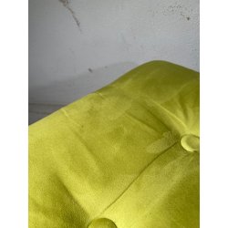 ANTICO POUF LEGNO NOCE BIANCO EPOCA '800 STOFFA VERDE SGABELLO POLTRONA SEDIA