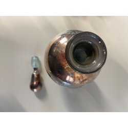 ANTICO SET LIQUORE ROSOLIO DECANTER 6 BICCHIERI vetro DECORO SILVER OVERLAY MCM