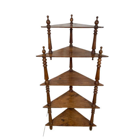 ANTICA ANGOLIERA ETAGERE LEGNO NOCE 1800 LIBRERIA CONSOLLE SCAFFALE 5 RIPIANI