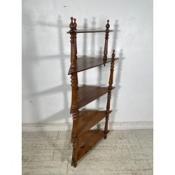 ANTICA ANGOLIERA ETAGERE LEGNO NOCE 1800 LIBRERIA CONSOLLE SCAFFALE 5 RIPIANI