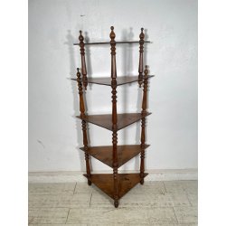 ANTICA ANGOLIERA ETAGERE LEGNO NOCE 1800 LIBRERIA CONSOLLE SCAFFALE 5 RIPIANI