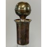 BOTTIGLIA DECANTER VETRO COLLO TAPPO METALLO ARGENTATO DECORO DORATO FOGLIA VITE