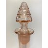 BOTTIGLIA VINTAGE con TAPPO CARAFFA VETRO ROSA ANTICO DECORO ANELLI ART DECO '40
