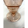BOTTIGLIA VINTAGE con TAPPO CARAFFA VETRO ROSA ANTICO DECORO ANELLI ART DECO '40