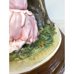 GRUPPO SCULTOREO CERAMICA Capodimonte B.M.G. ALBERO BIMBI RACCOLTA FRUTTA 29cm/h