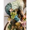 GRUPPO SCULTOREO CERAMICA Capodimonte B.M.G. ALBERO BIMBI RACCOLTA FRUTTA 29cm/h