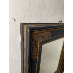 ANTICA SPECCHIERA CORNICE IMPERO LEGNO DECORI DORATI NERA epoca 1800 46X54CM OLD