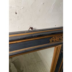 ANTICA SPECCHIERA CORNICE IMPERO LEGNO DECORI DORATI NERA epoca 1800 46X54CM OLD