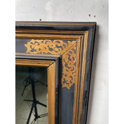 ANTICA SPECCHIERA CORNICE IMPERO LEGNO DECORI DORATI NERA epoca 1800 46X54CM OLD