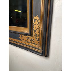 ANTICA SPECCHIERA CORNICE IMPERO LEGNO DECORI DORATI NERA epoca 1800 46X54CM OLD