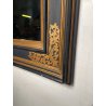ANTICA SPECCHIERA CORNICE IMPERO LEGNO DECORI DORATI NERA epoca 1800 46X54CM OLD