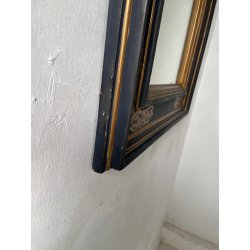 ANTICA SPECCHIERA CORNICE IMPERO LEGNO DECORI DORATI NERA epoca 1800 46X54CM OLD