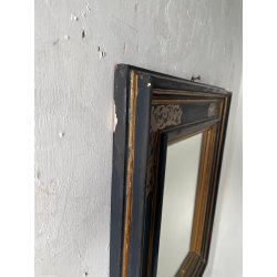 ANTICA SPECCHIERA CORNICE IMPERO LEGNO DECORI DORATI NERA epoca 1800 46X54CM OLD