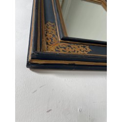 ANTICA SPECCHIERA CORNICE IMPERO LEGNO DECORI DORATI NERA epoca 1800 46X54CM OLD