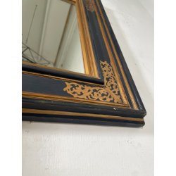 ANTICA SPECCHIERA CORNICE IMPERO LEGNO DECORI DORATI NERA epoca 1800 46X54CM OLD