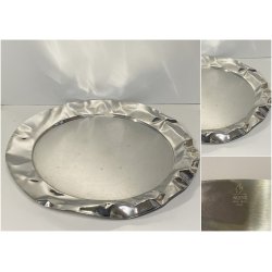 VASSOIO ACCIAIO INOX "Foix" DESIGN  Lluis Clotet PER ALESSI ø 44 cm VINTAGE TRAY