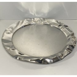 VASSOIO ACCIAIO INOX "Foix" DESIGN  Lluis Clotet PER ALESSI ø 44 cm VINTAGE TRAY