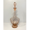 BOTTIGLIA VINTAGE CON TAPPO CARAFFA DECANTER VETRO ROSA PESCA NERVATURE '30