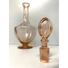 BOTTIGLIA VINTAGE CON TAPPO CARAFFA DECANTER VETRO ROSA PESCA NERVATURE '30
