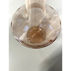 BOTTIGLIA VINTAGE CON TAPPO CARAFFA DECANTER VETRO ROSA PESCA NERVATURE '30