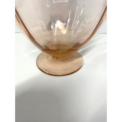 BOTTIGLIA VINTAGE CON TAPPO CARAFFA DECANTER VETRO ROSA PESCA NERVATURE '30