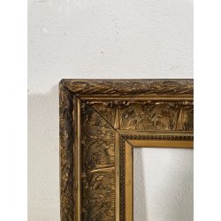 ANTICA CORNICE BAROCCA DORATA epoca 900 OLD LEGNO SCOLPITO FOGLIA ORO 44 X 59 CM