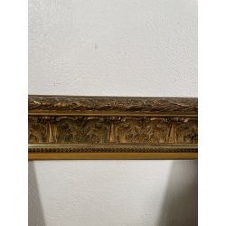 ANTICA CORNICE BAROCCA DORATA epoca 900 OLD LEGNO SCOLPITO FOGLIA ORO 44 X 59 CM