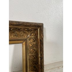 ANTICA CORNICE BAROCCA DORATA epoca 900 OLD LEGNO SCOLPITO FOGLIA ORO 44 X 59 CM