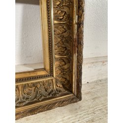ANTICA CORNICE BAROCCA DORATA epoca 900 OLD LEGNO SCOLPITO FOGLIA ORO 44 X 59 CM