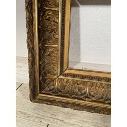 ANTICA CORNICE BAROCCA DORATA epoca 900 OLD LEGNO SCOLPITO FOGLIA ORO 44 X 59 CM