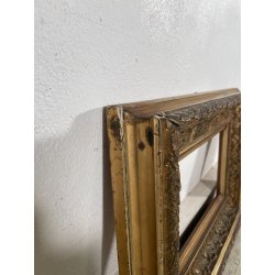 ANTICA CORNICE BAROCCA DORATA epoca 900 OLD LEGNO SCOLPITO FOGLIA ORO 44 X 59 CM