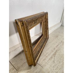 ANTICA CORNICE BAROCCA DORATA epoca 900 OLD LEGNO SCOLPITO FOGLIA ORO 44 X 59 CM