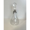 grande BOTTIGLIA DECANTER VETRO decoro FOGLIA VITE ARGENTO 925 h 33 cm