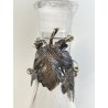 grande BOTTIGLIA DECANTER VETRO decoro FOGLIA VITE ARGENTO 925 h 33 cm