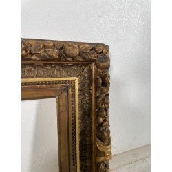 ANTICA CORNICE BAROCCA DORATA epoca 800 OLD LEGNO SCOLPITO FOGLIA ORO 63 X 52 CM