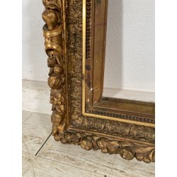 ANTICA CORNICE BAROCCA DORATA epoca 800 OLD LEGNO SCOLPITO FOGLIA ORO 63 X 52 CM