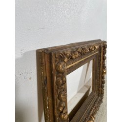 ANTICA CORNICE BAROCCA DORATA epoca 800 OLD LEGNO SCOLPITO FOGLIA ORO 63 X 52 CM