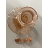 BOTTIGLIA VINTAGE CON TAPPO DECANTER CARAFFA VETRO ROSA PESCA NERVATURE '30