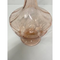 BOTTIGLIA VINTAGE CON TAPPO DECANTER CARAFFA VETRO ROSA PESCA NERVATURE '30