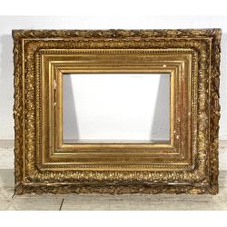 ANTICA GRANDE CORNICE BAROCCA DORATA epoca 800 OLD LEGNO FOGLIA ORO 58 X 71 CM