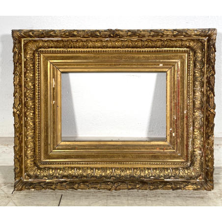 ANTICA GRANDE CORNICE BAROCCA DORATA epoca 800 OLD LEGNO FOGLIA ORO 58 X 71 CM