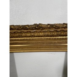 ANTICA GRANDE CORNICE BAROCCA DORATA epoca 800 OLD LEGNO FOGLIA ORO 58 X 71 CM
