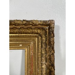 ANTICA GRANDE CORNICE BAROCCA DORATA epoca 800 OLD LEGNO FOGLIA ORO 58 X 71 CM